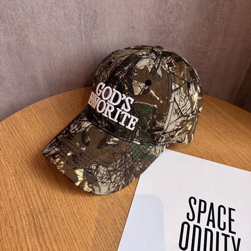 Камуфляжная вышитая бейсболка для женщин с широкими полями для защиты от солнца коричневый