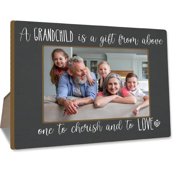 Grandson Picture Frame Grandma & Me Tabletop Photo Frame 4x6 Wooden Picture Frame with Stand, New Grandma Gifts from Baby, Photo Tabletop Display & Retro