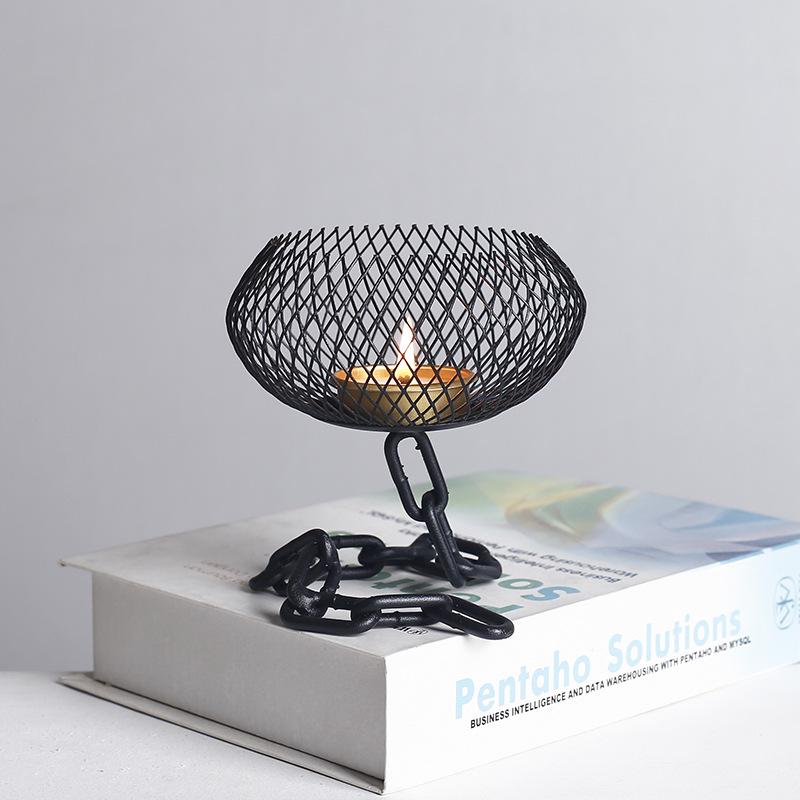 Nordic Retro Iron Art Candle Holder - Living Room and Dining Table Decor