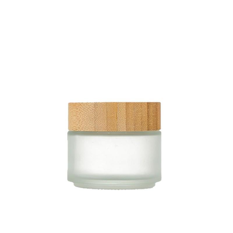 Bamboo & Wood Lid Frosted Glass Eye Cream Jar & Dispenser