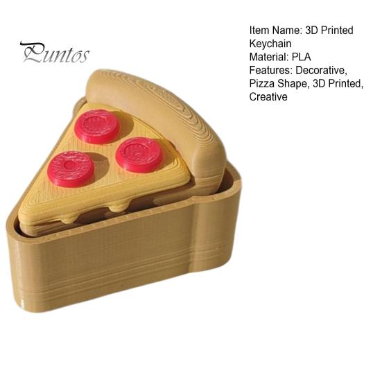 3D Print Pizza Hanging Decor Printed Keychain, Clicker Fidget Toy, Creative Decompression Fun Keyring Simulated Food Sensory Key Pendant for
