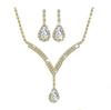 Water Drop Pendant Necklace And Earrings Set With Rhinestones For Elegant Bridal And Formal Wear