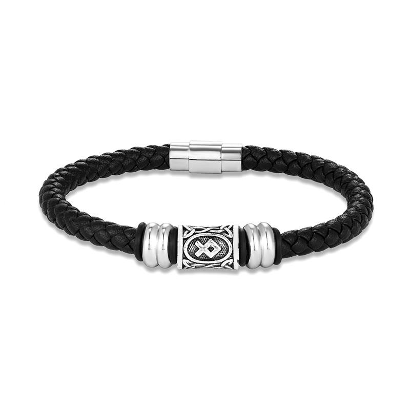 Personalized Norse Viking Runes Amulet Bracelet Leather Wristband With Futhark Rune Bead In Your Choice Viking Jewelry