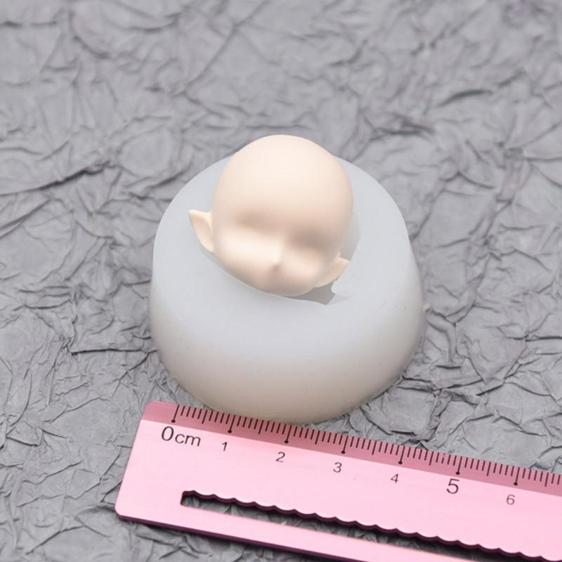 BJD Human Face Mold OB11 Soft Ceramic Q Version Happy Closed Eyes Ultra Light Clay Fondant Silicone Mold 4.5cm 6cm