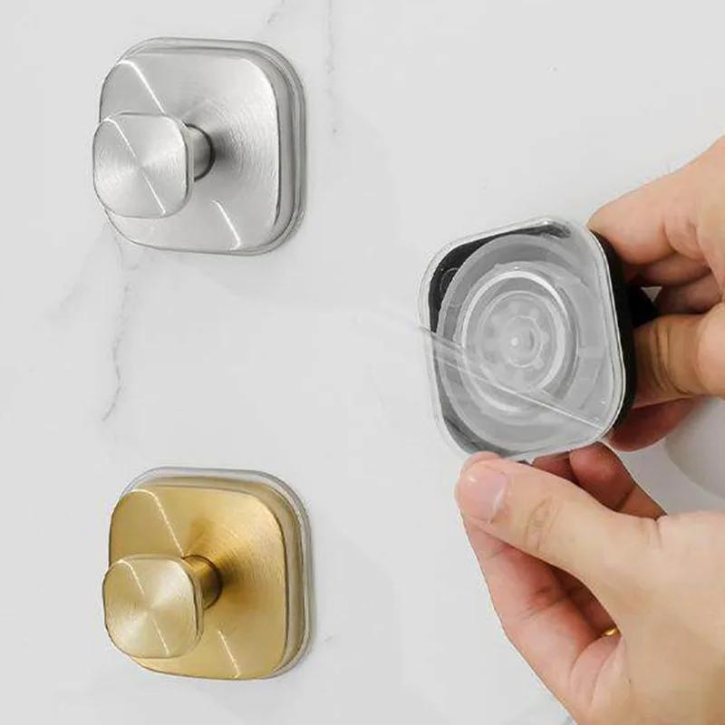 2Pcs Square Strong Suction Cup Hooks Stainless Steel Wall Hook No-Drill Towel Holders For Kitchen Bathroom Hanging Hangers
