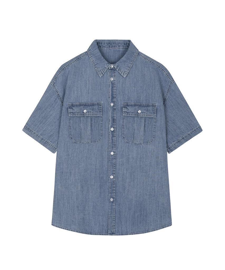 DECET Denim Work Short Shirts Dcsh010Lightblue