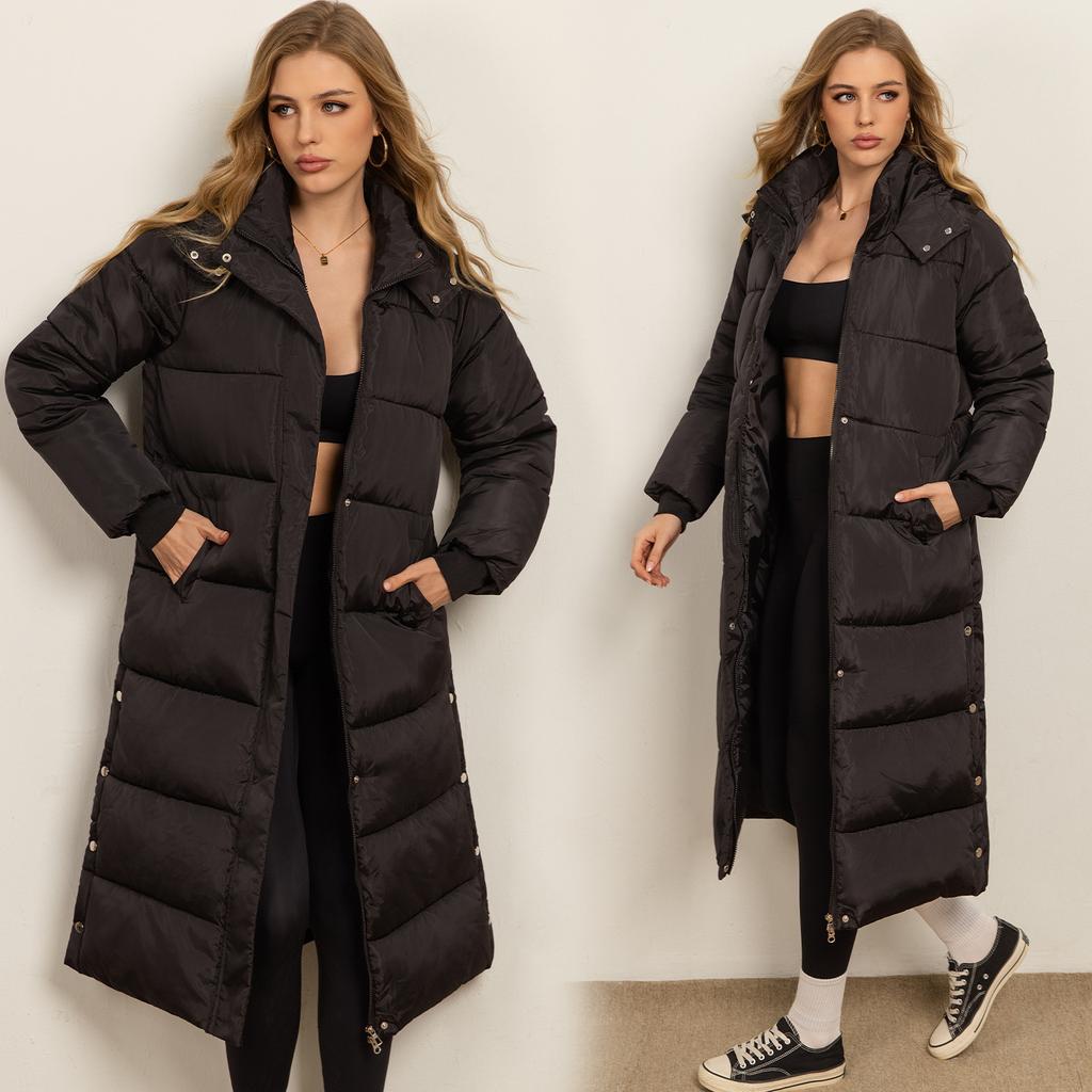 Winter new hooded cotton-padded clothes for women's long over-the-knee warm cotton-padded jackets for women's tops and jackets are trendy