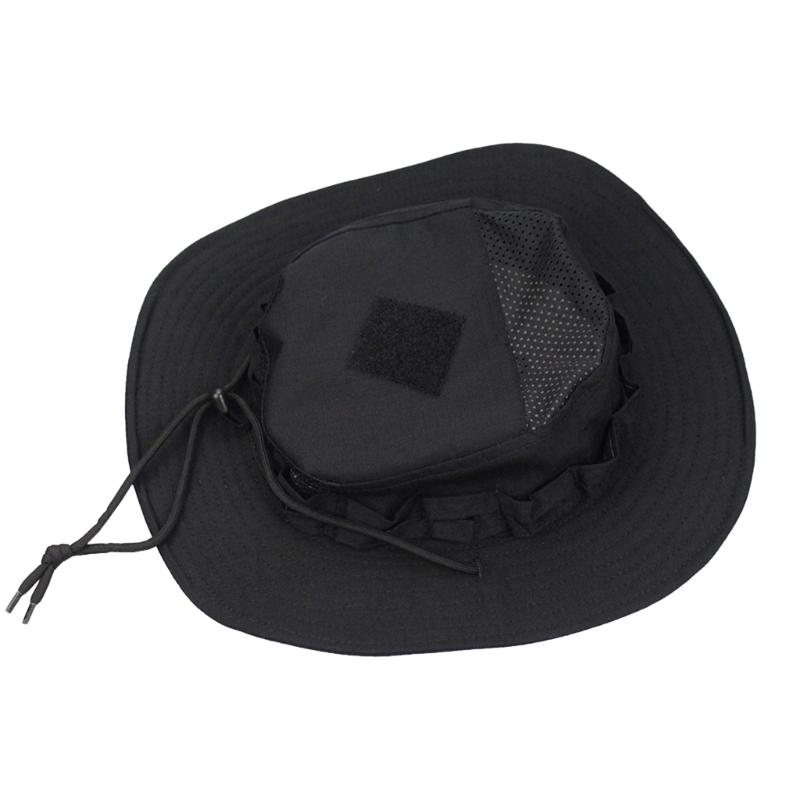Camouflage Boonie Hat Army Bucket Hat with Map Pocket Military Panama Summer Cap Hunting Hiking Outdoor Fishing Sun Cap чёрный