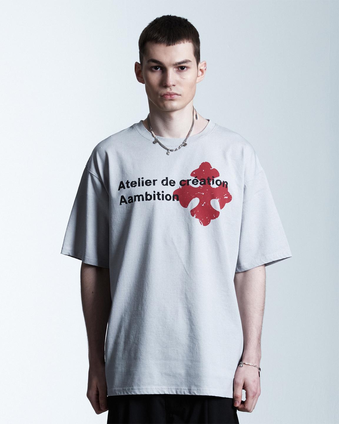 Ambition Atelier Cross T-Shirt (Melange-White) Melange White / 2 (L)