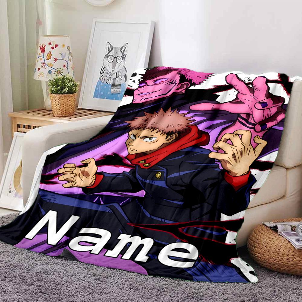 Customiz Name Personality Jujutsu Kaisen Sukuna and Tiger Staff Blanket Soft &Warm Sofa Office Bed Travel Lunch Break Blanket, Gift Suitable All Seaso