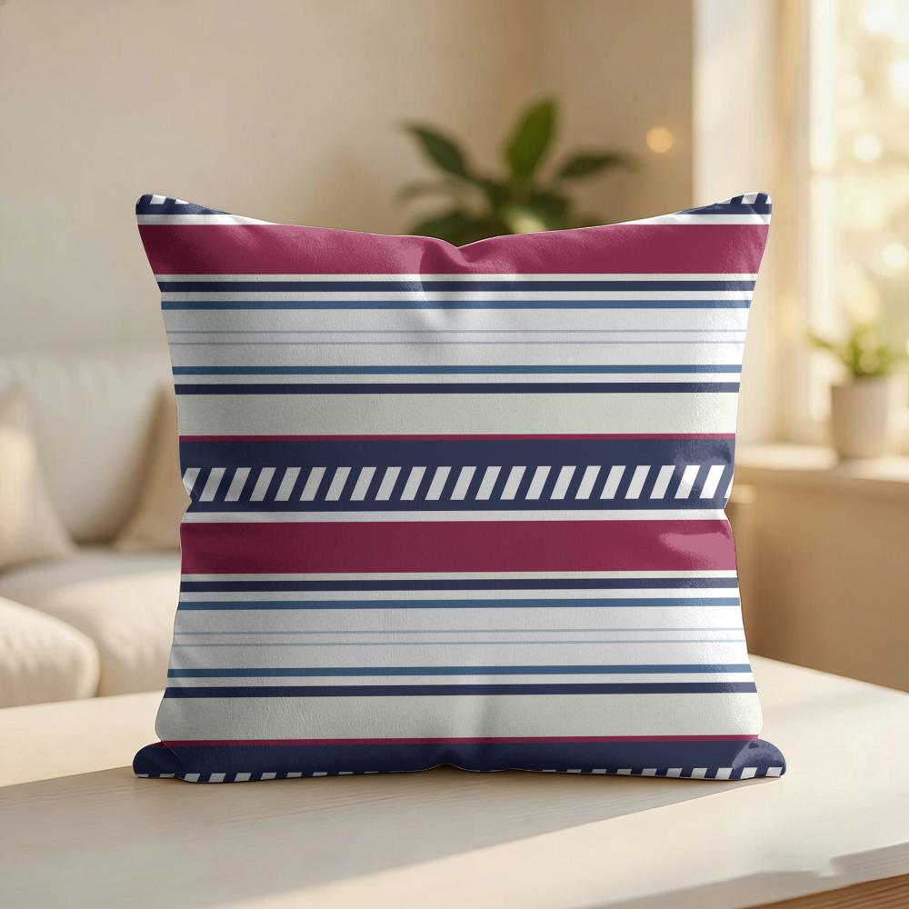 Sport Stripe Pattern Cushion Cover Silky Short Plush Invisible Zipper Dustproof Sofa Pillow Case For Home Decor