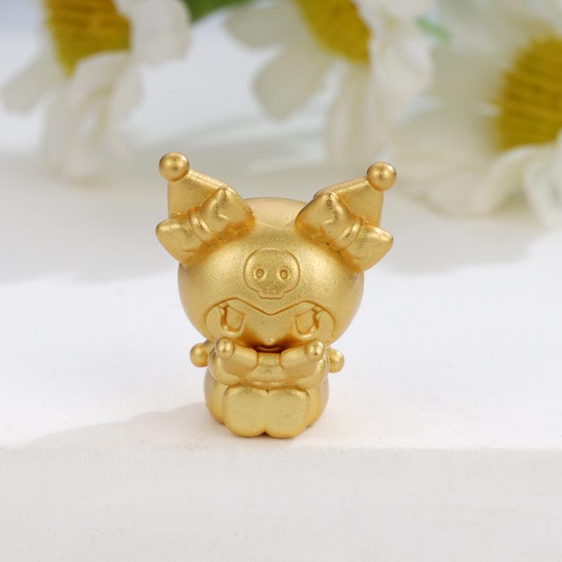 Sterling Silver 999 Cartoon Cinnamoroll and Kuromi Beaded Rope DIY Cute Loose Beads Accessories