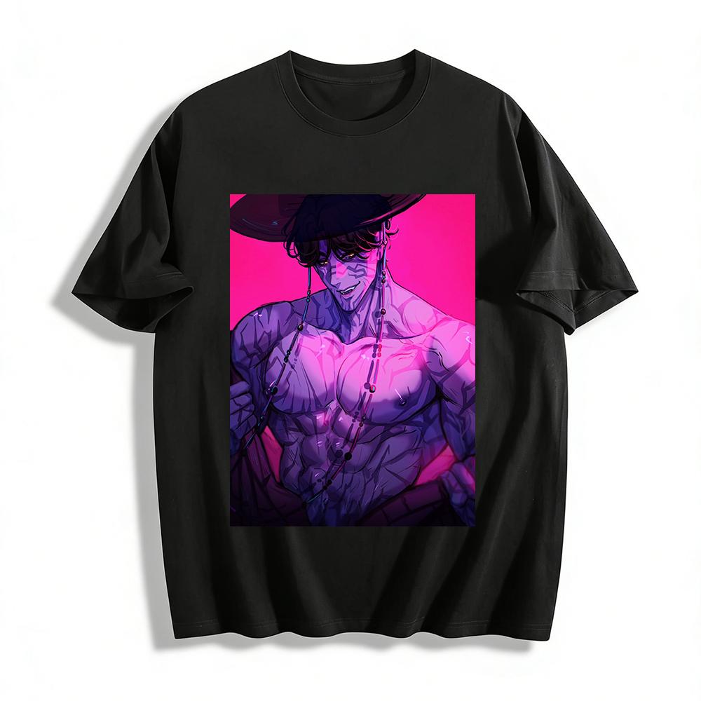 Anime Style Muscular Samurai Print T-shirt Trendy Streetwear Loose Casual Top for Men and Women Pure cotton T-shirt XXS
