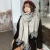 1116 Autumn and Winter New Women's Pure Wool Scarf, Fringed Plain Cashmere Wool Thickened Warm Shawl Scarf