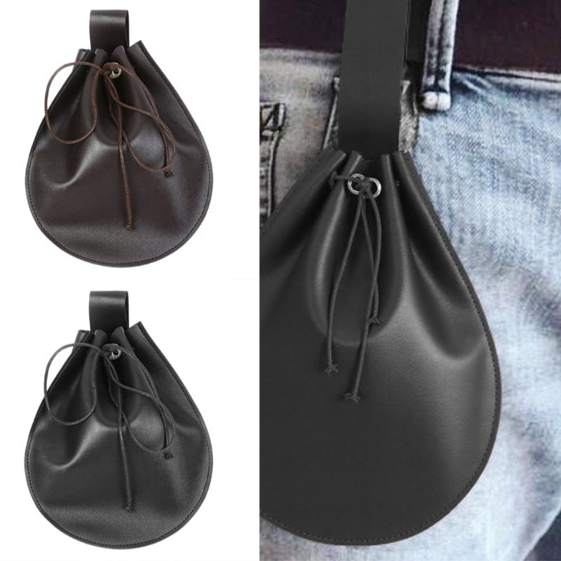 Medieval Faux Leather Belt Pouch,Portable Retro Renaissances Belt Bag Coin Purse Dices Bag for LARP,Halloween Cosplay