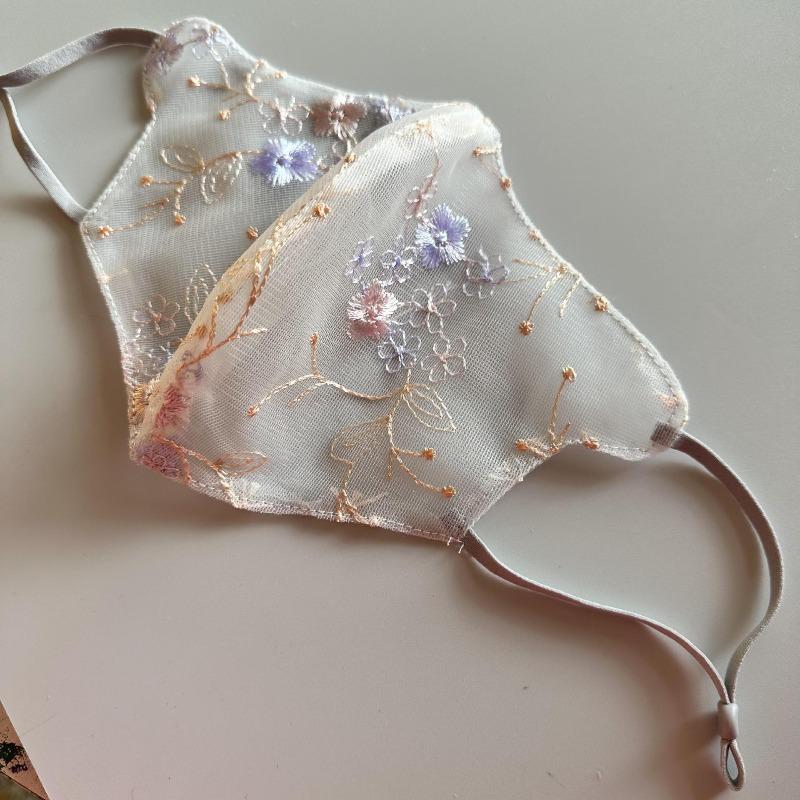 

Anti Wind, Dust, Sun Protection, Washable, Exquisite Mesh, Embroidered Lace Mask Smooth version сірий