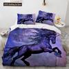 Unicorn Beding Set 3D Print White Horse Soft Duvet Cover Set Pink Background King Quen Ful Twin Sized Dimensions For Children Kids Ten Warm Comforter