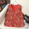 Gilet Rouge Jacquard Bouton Grenouille Printemps/Automne 2026 pour Femme - Vêtement d'extérieur sans manches Style National Chinois