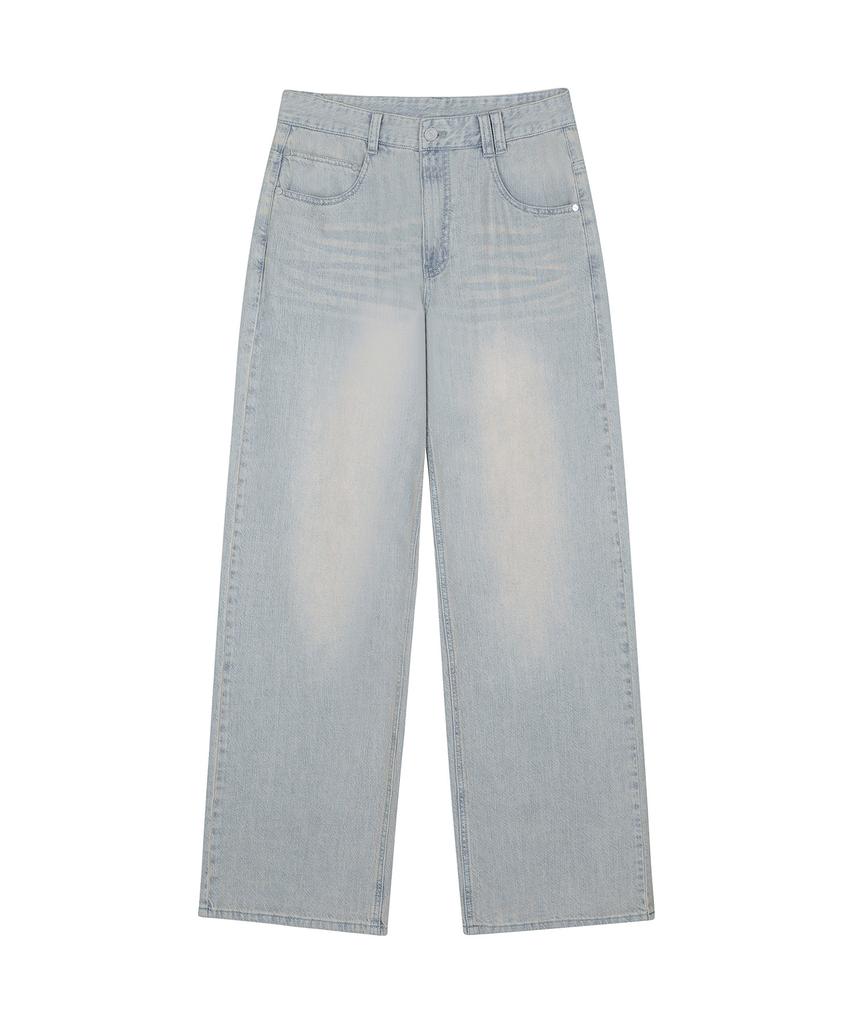 DECET [Linen Like] Linen Like Mid Rise Wide Jeans Dcpt039Iceblueb