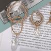 Super Flash Full Asymmetric Circle Earrings Pearl Drop Earrings for Nightclub