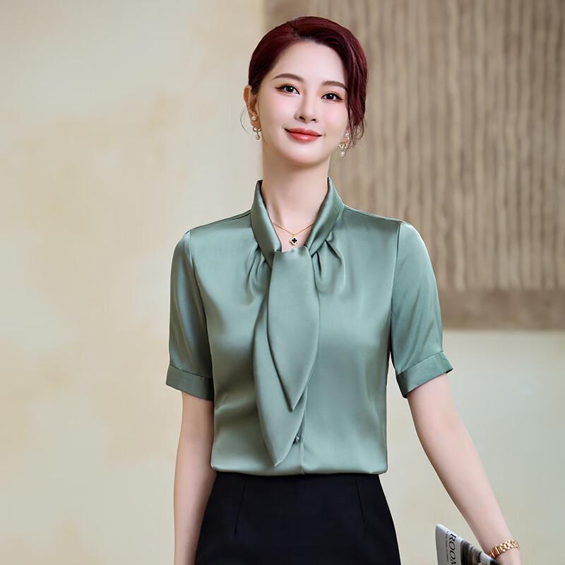 

TELUOMAN Women s Scarf Collar Short Sleeve Blouse 4XL