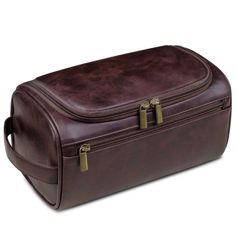 

Leather Toiletry Bag Men Women Hanging Toiletry Bag Traveling Large Capacity Bag Portable Business Travel Storage Bag Waterproof Makeup Bag
