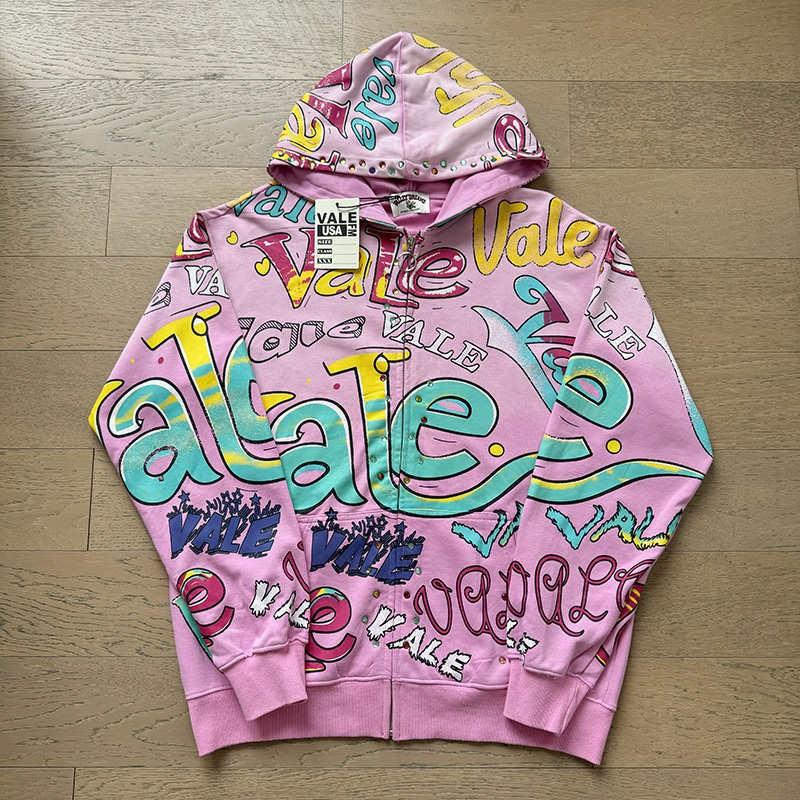 Winter Fashion Graffiti Print Hooded Sweatshirt Loose Fit Men Women Streetwear