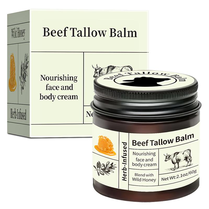 1Pc Grass-Fed Beef Tallow Balm - Unscented, All-Purpose Moisturizer with Olive Oil & Vitamin E for Dry Skin Care