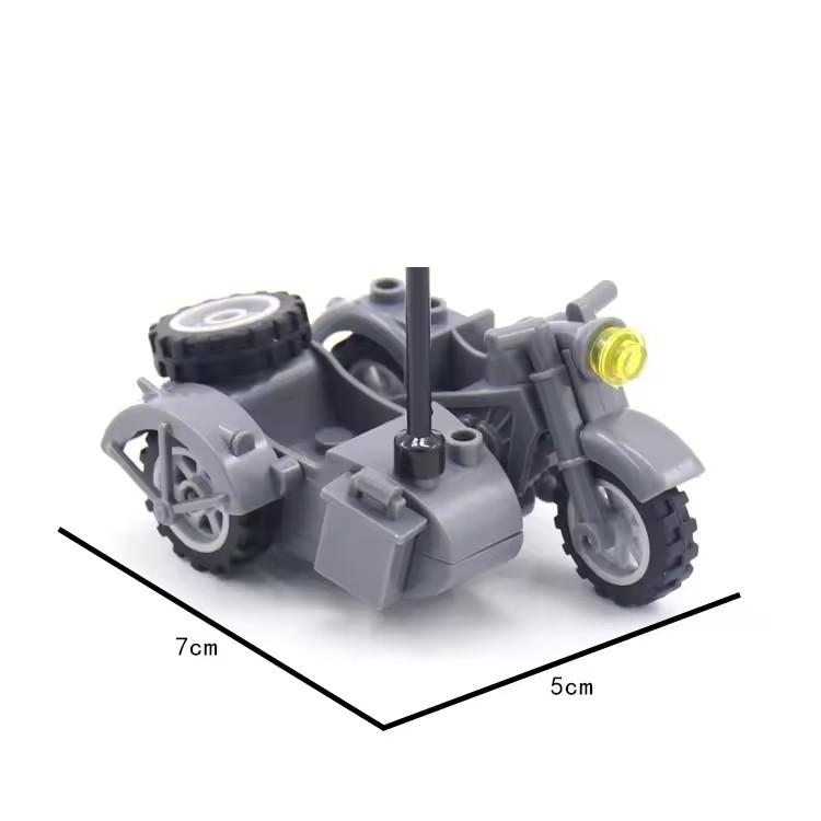 Militär-Motorrad Baustein Fahrzeugmodell Figuren Zubehör Soldaten WK2 Transporteinrichtung Polizei SWAT Spielzeug
