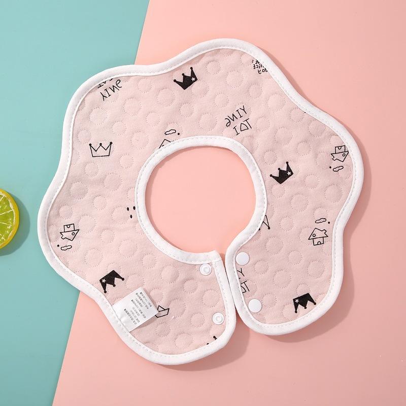 Baby Saliva Towel Class A Four-Layer Crepe Cartoon Snap-Button Bib Baby Triangle Scarf Newborn Bib