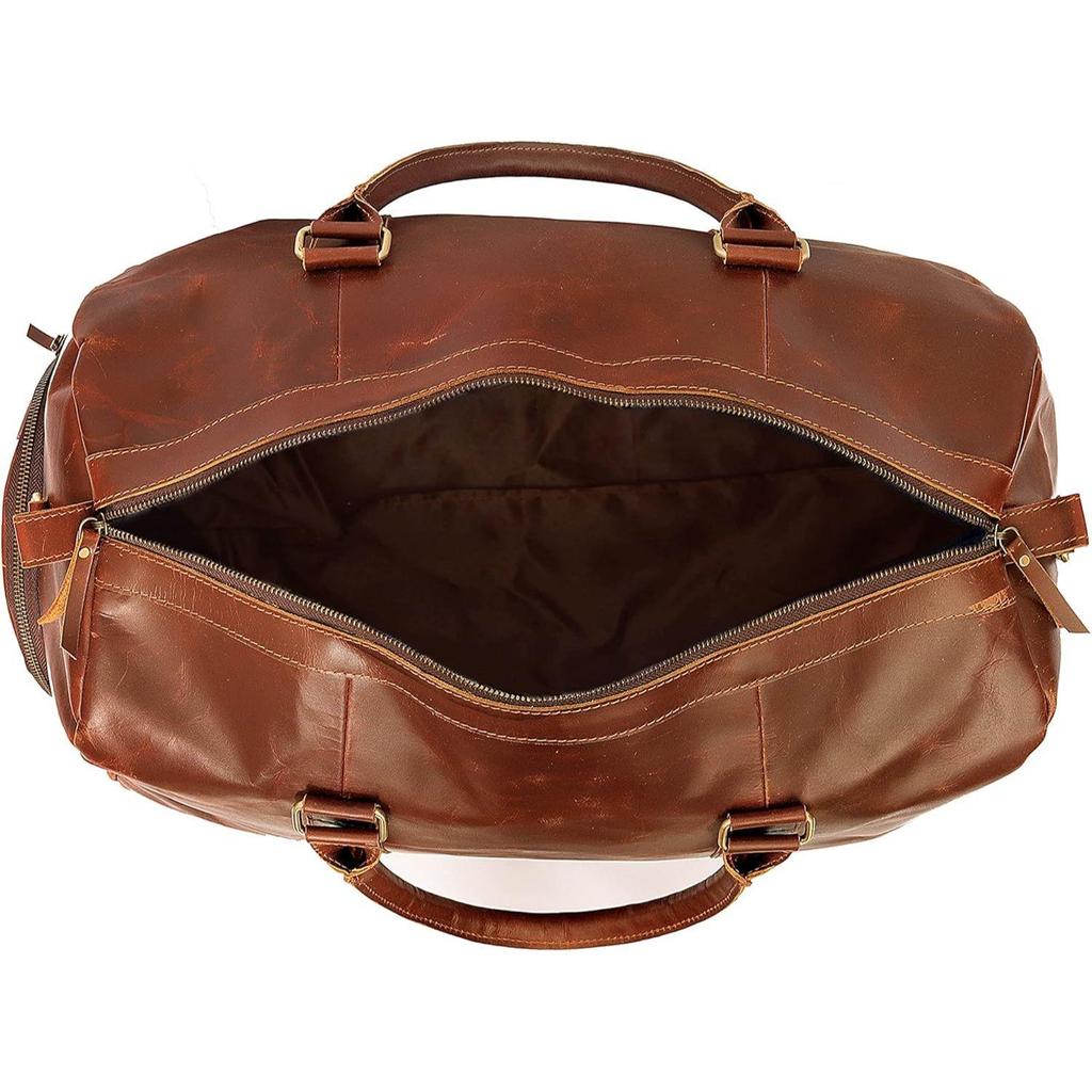Große Büffelleder 20 Zoll Gepäck Reisetasche Weekender Reise Übernachtung Handgepäck Sportstudio Reise-Duffel für Männer