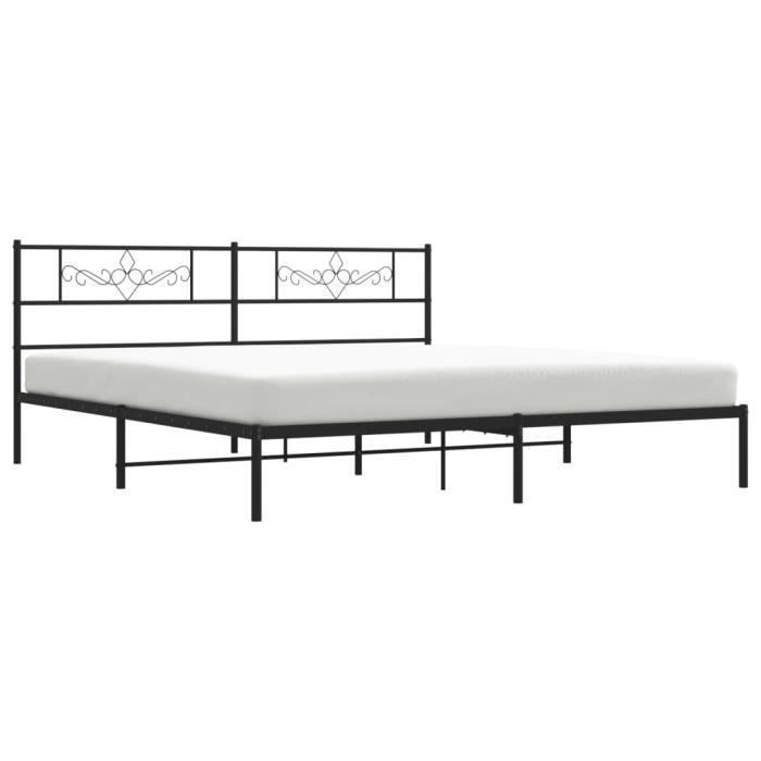 VidaXL Cadre de lit métal avec tête de lit noir 193x203 cm 355273
