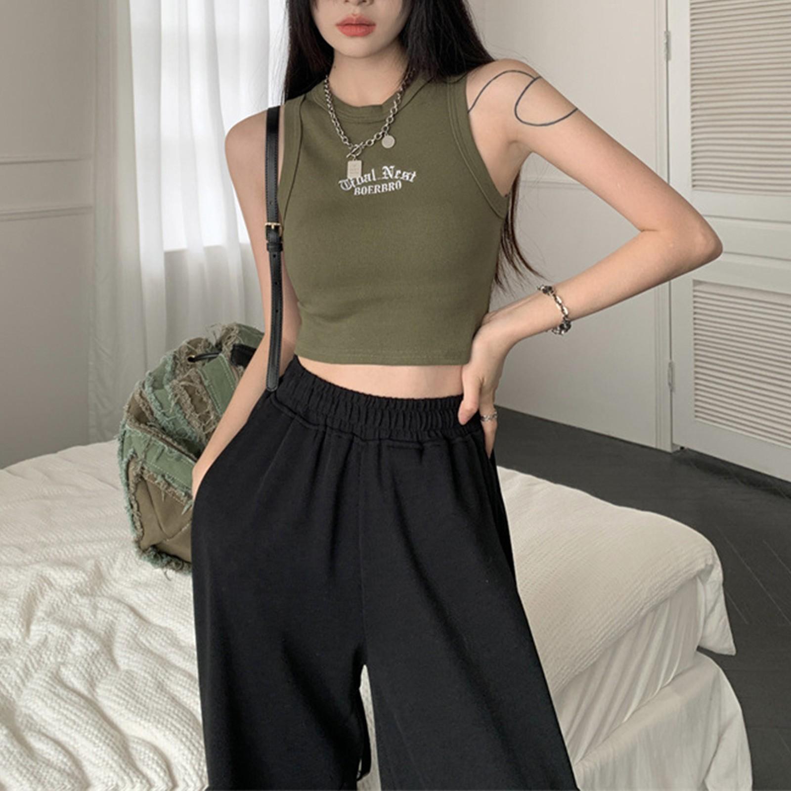 

Женская вышитая короткая I-образная майка L