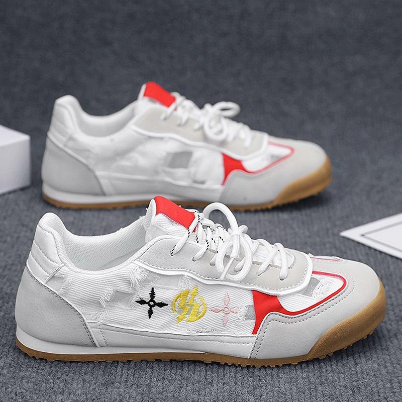 

Men s shoes summer flat-bottomed sports casual shoes men s college style versatile double lace-up trendy shoes men 44