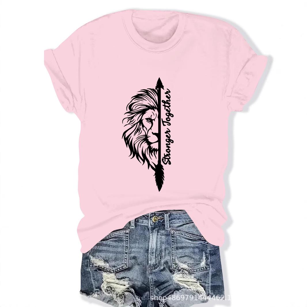 

Women s Cross-Border Fashion T-Shirt with Round Neck M рожевий