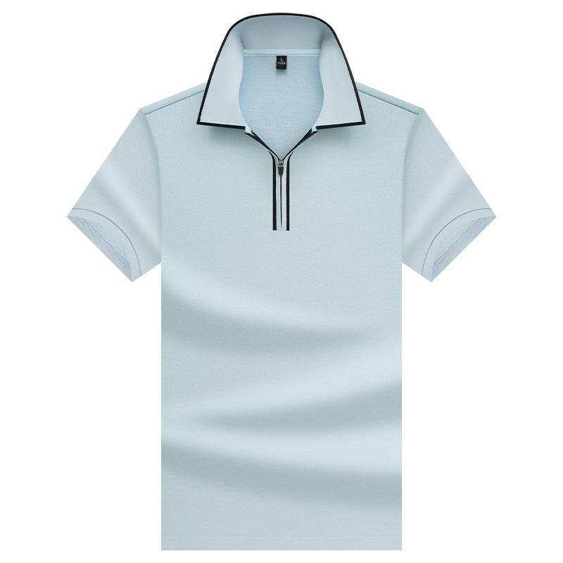 Polo tričko s krátkým rukávem, pánské prodyšné tričko z čisté bavlny, business casual top s límečkem