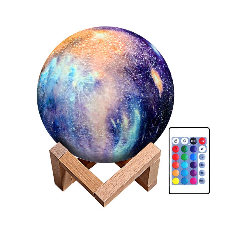 Wholesale 3D Smart Kids Christmas Planet Rgb 16 Color Moon Shaped Touch Light Lamp Bed
