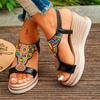 Fashion 2025 Summer Bohemian Style Wedge Heel Sandals Women Thick Sole Non Slip Beach Shoes Woman Colorful Bead Chunky Platform Sandals