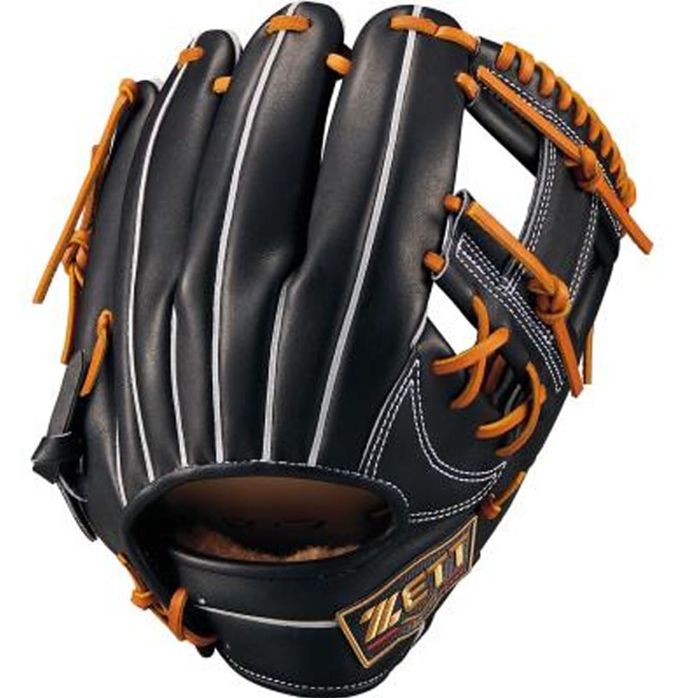 ZETT Pro Status SE Soft Baseball Glove for Second and B Size BRGB765SG Shortstop, Black/Oak (1936), 4,