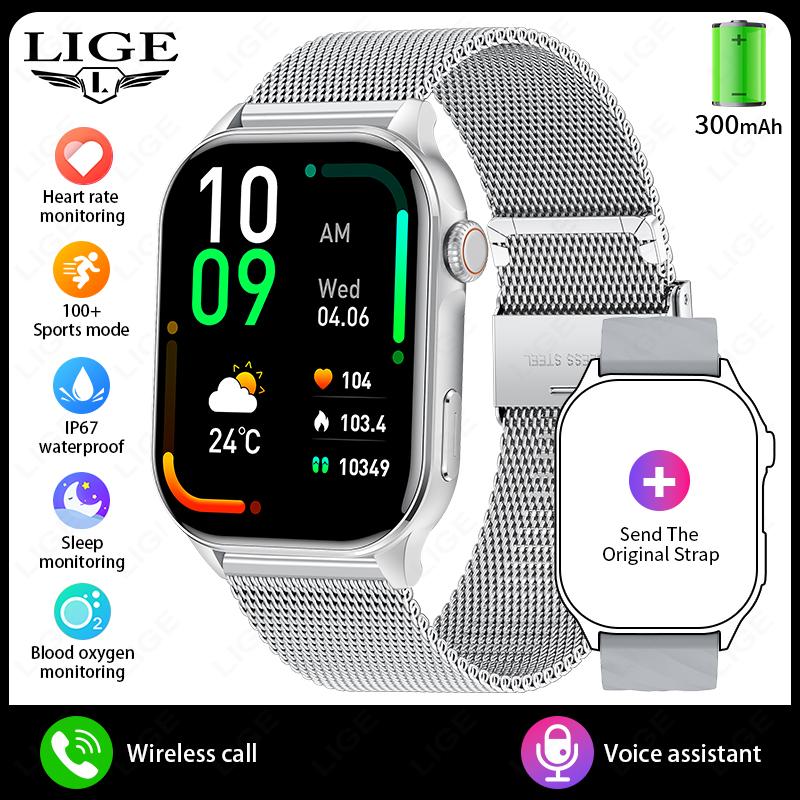 For Android iOS Smart Watch 2.01" Full Touch Screen Bluetooth Call Heart Rate Waterproof Sports Bracelet Smartwatch Women
