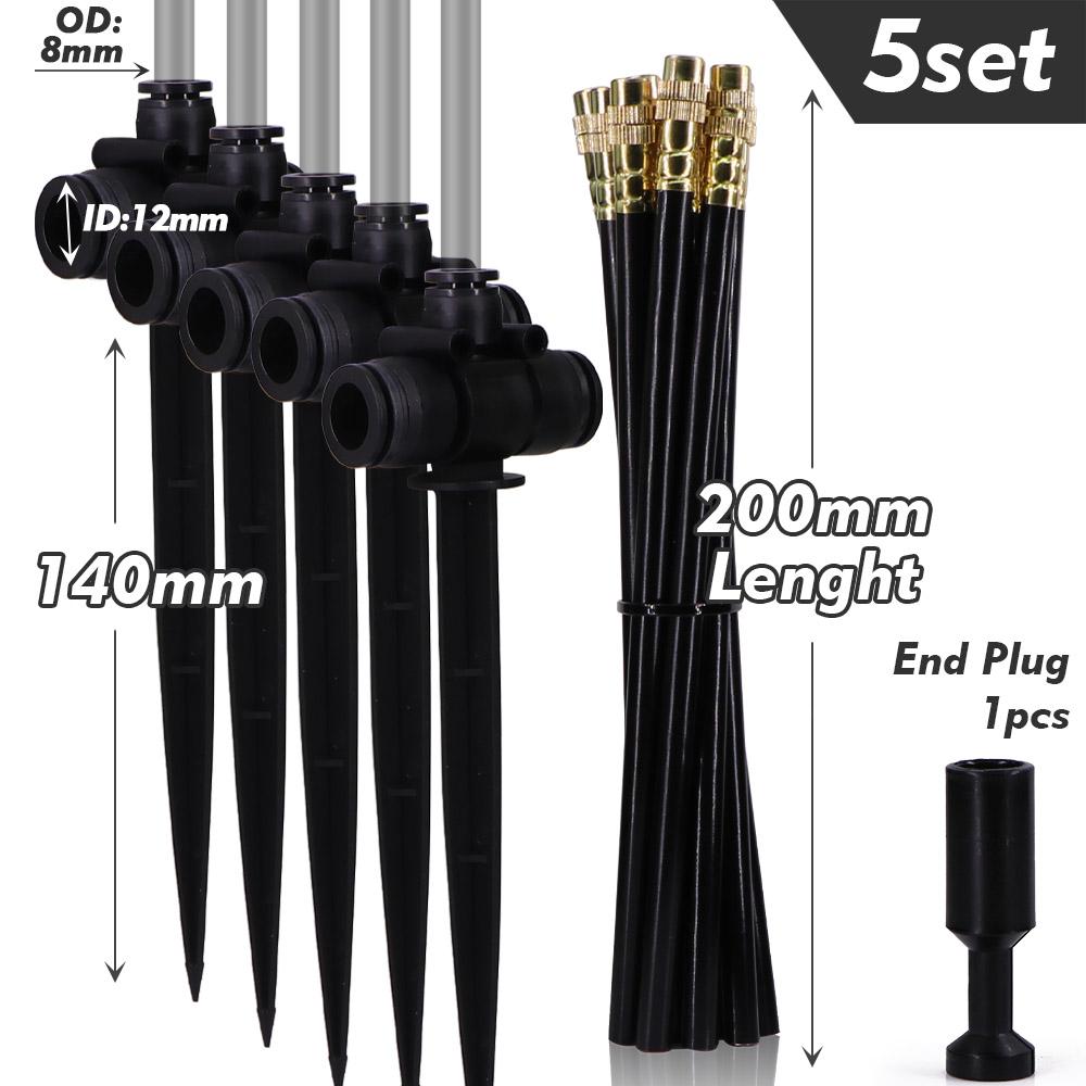 

5pcs 3/8 9/12mm 360° Free-bend Misting Nozzle w/ Stake Outdoor Garden Irrigation Cooling Watering Adjustable Sprinkler Atomizer