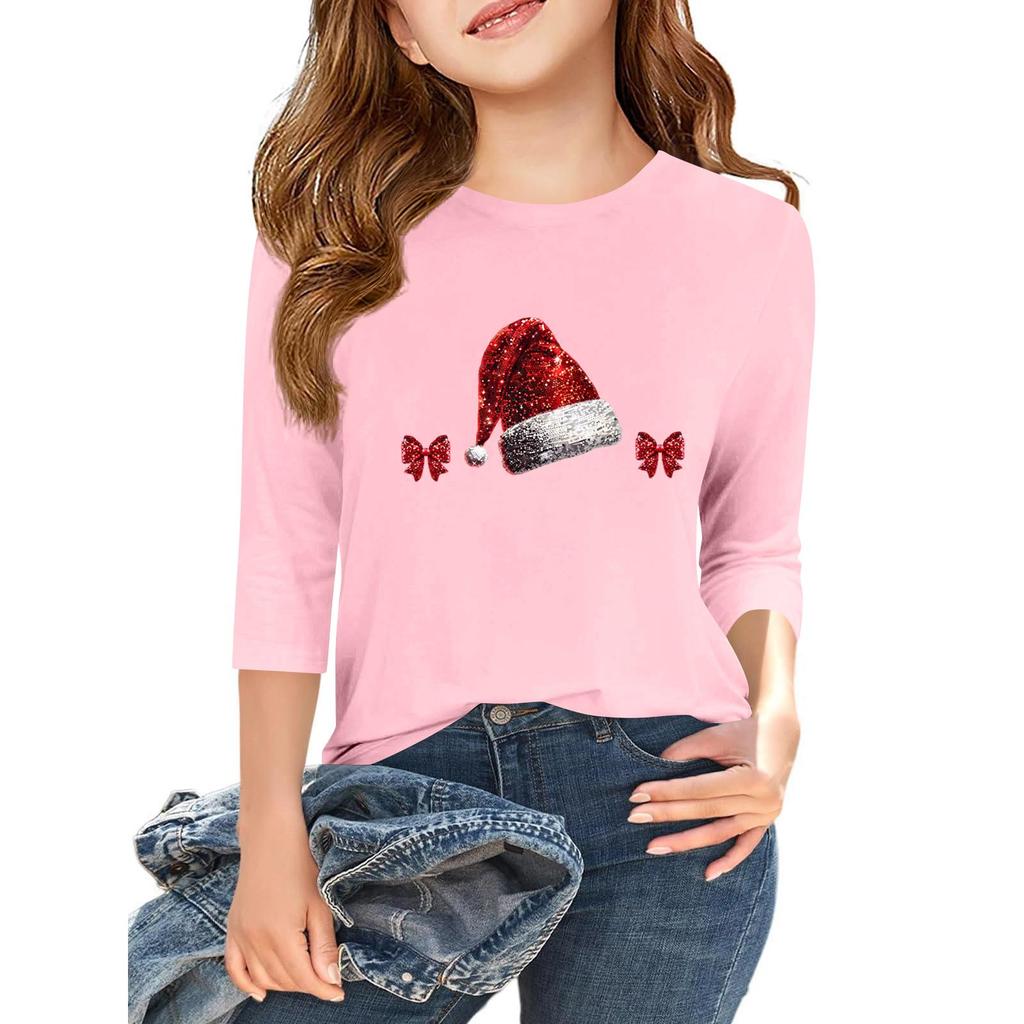 Children's 3/4 Sleeve Independence Day Printed Round Neck Casual T-shirt