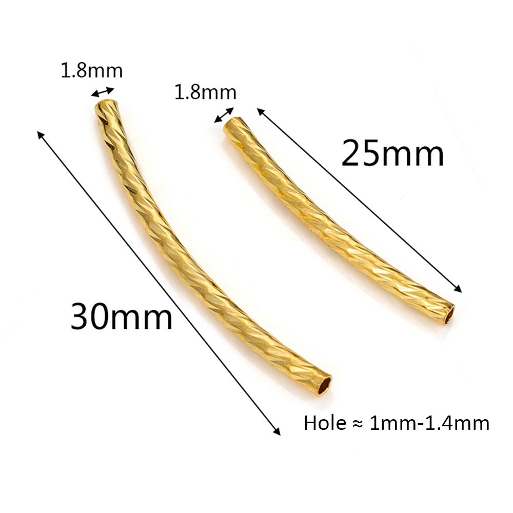 100pcs Stripe Copper Curved Tube Spacer Beads Connector for Bracelet DIY Jewelry Making Components Necklace Accessories 25-30mm