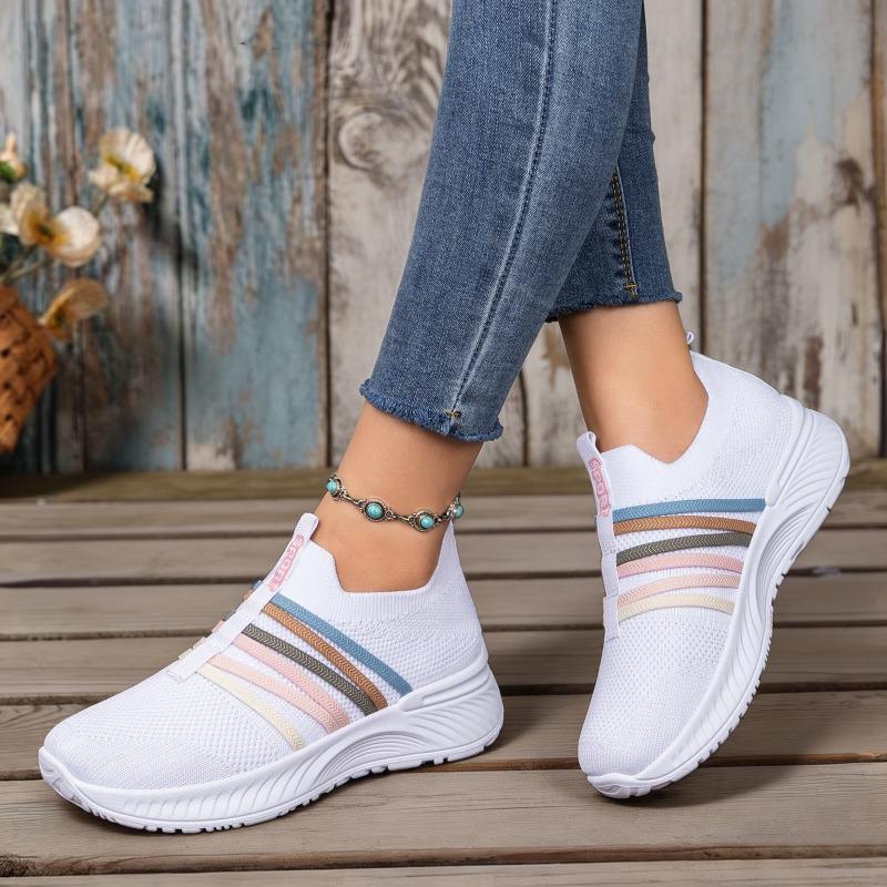 Shoes Women's Shoes Summer New Breathable Fly-woven One-pedal Casual Shoes Soft Sole Not Tired Mother Shoes