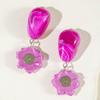 Unique Purple Camellia Stone Pendant Earrings for Women's Jewelry Vacation Matching Earrings