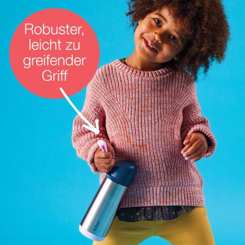 b.box Insulated Drink Bottle with Spout, Keeps Drinks Hot or Cold, One-Push Operation, Top-Rack Dishwasher Safe [Authentic b.box Product] [Stainless S