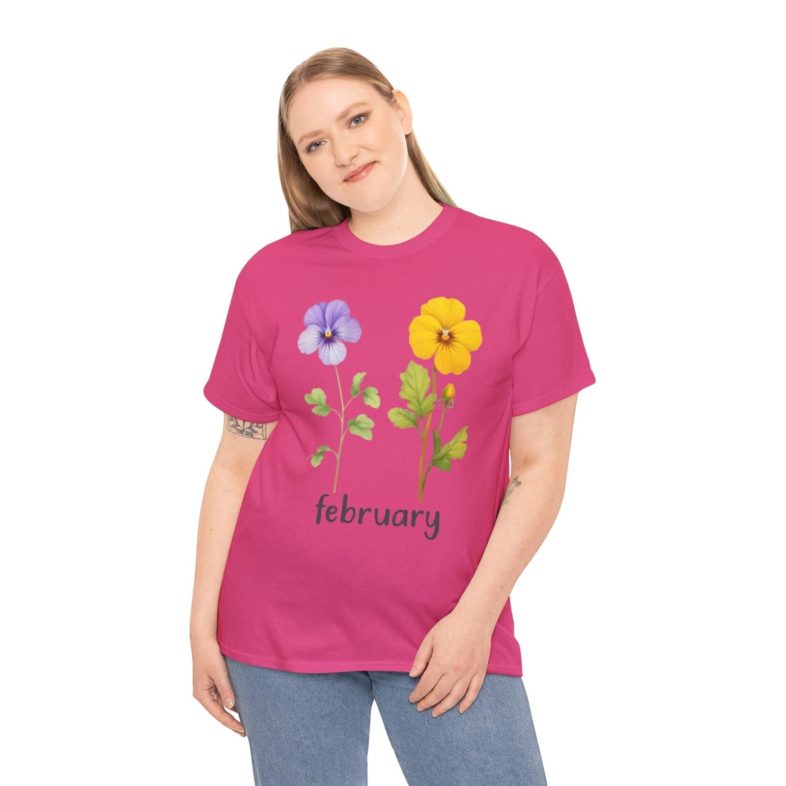 

Floral February T-Shirt - Minimalist Flower Tee for Chic Outfits M