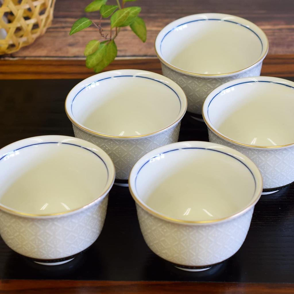 Stylish Kutani Set of White for Luxury Japanese Tableware Teacup, Ware, Teacup, 5, Cloisonné Pottery, Brand, Guests,