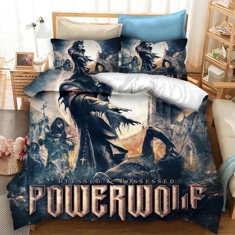 3D-tryck Powerwolf Sängklädesset, Påslakan Täcke Sängset Quiltöverdrag Örngott, King Queen Twin Storlek Pojkar Flickor Vuxna