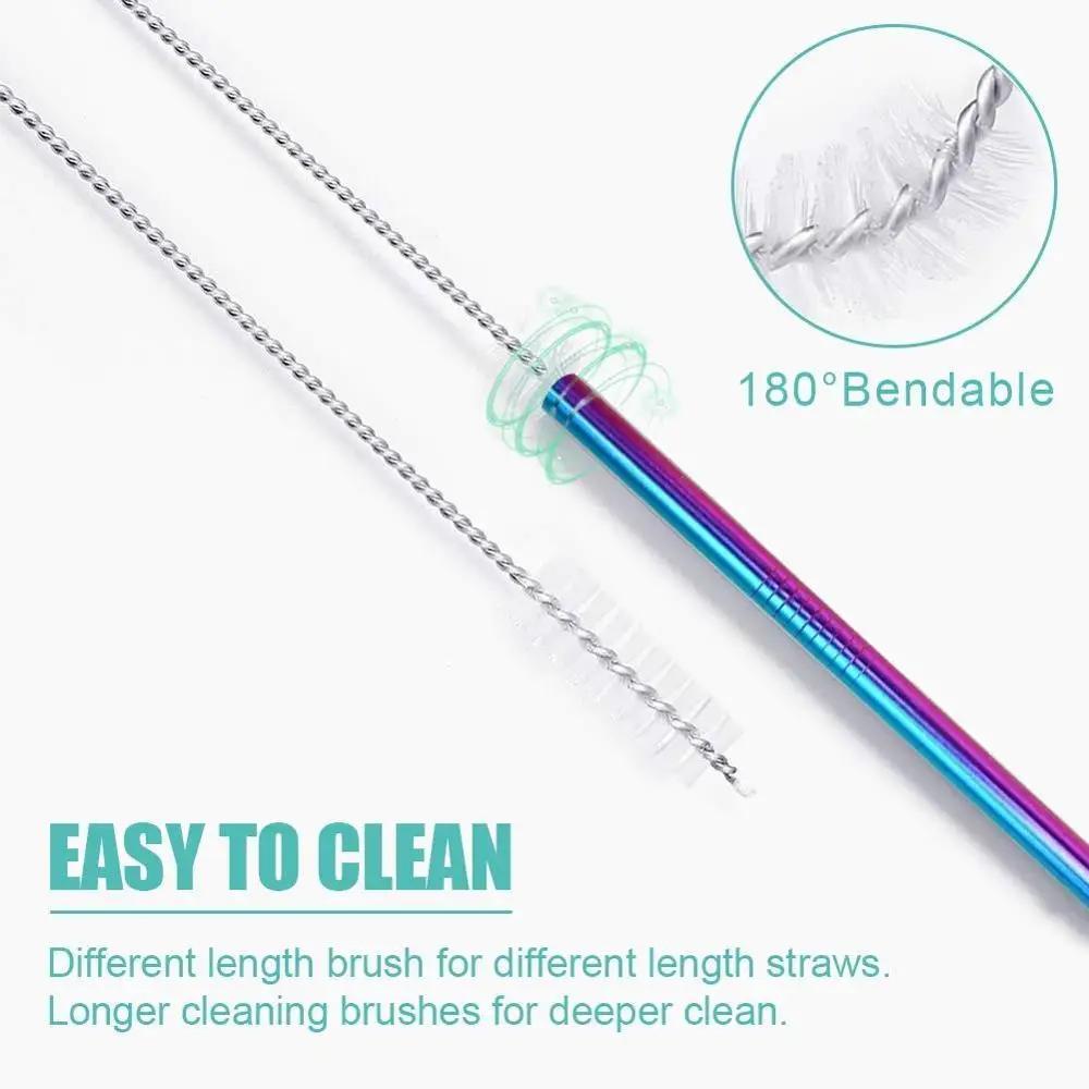 80Pcs 8mm*215mm Reusable Metal Straw 304 Stainless Steel Drinking Straight Bent Straws Eco-friendly Party Bar Accessories